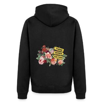 These Roses Are Free Florist Plants Botanical Flow - Unisex Premium Bio Zip Hoodie - Schwarz - Hinten - Nico (187cm)