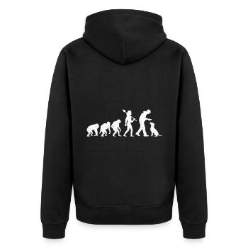 Retro Evolution Labrador Retriever Lab Hunde Apportieren - Unisex Premium Bio Zip Hoodie - Schwarz - Hinten - Nico (187cm)