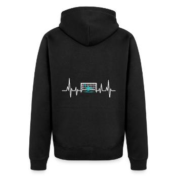 Heartbeat Wasserballspieler Aquatic Polo - Unisex Premium Bio Zip Hoodie - Schwarz - Hinten - Nico (187cm)