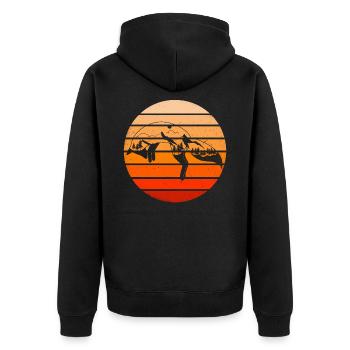 Fuchs Wald Berge Geschenkidee - Unisex Premium Bio Zip Hoodie - Schwarz - Hinten - Nico (187cm)