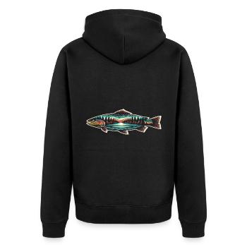 Forelle Fisch Angeln Angler Fischer Barsch Angler - Unisex Premium Bio Zip Hoodie - Schwarz - Hinten - Nico (187cm)