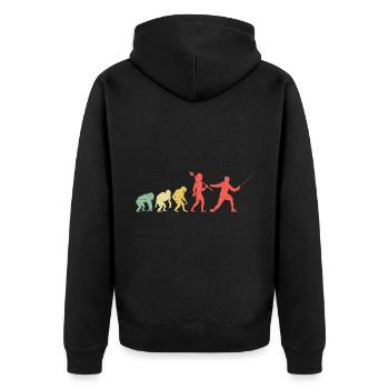 Evolution Fechten Schwert Degen Fechter Athlet - Unisex Premium Bio Zip Hoodie - Schwarz - Hinten - Nico (187cm)