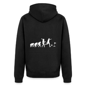 Footgolf Evolution Foot Golf Playing Footgolfers F - Unisex Premium Organic Zip Hoodie - black - Back - Nico (187cm)