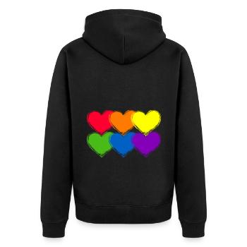 Pride Heart Lgbtq Bisexual Rainbow Love Transgende - Unisex Premium Bio Zip Hoodie - Schwarz - Hinten - Nico (187cm)