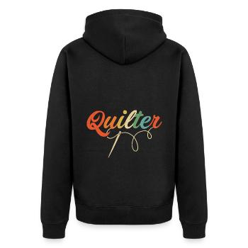 Retro Graphic Knitting Wool Quilting Stitching Sew - Unisex Premium Bio Zip Hoodie - Schwarz - Hinten - Nico (187cm)