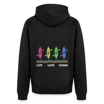 Live Love Kayak Kayaking Rowing Rower Canoe Rower - Unisex Premium Bio Zip Hoodie - Schwarz - Hinten - Nico (187cm)