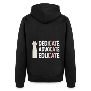 Dedicate Advocate Educate Cat Lover Cat Owner Anim - Unisex Premium Bio Zip Hoodie - Schwarz - Hinten - Nico (187cm)