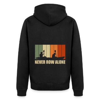 Never Row Alone Kayaking Canoe Kayak Rower Paddle - Unisex Premium Bio Zip Hoodie - Schwarz - Hinten - Nico (187cm)