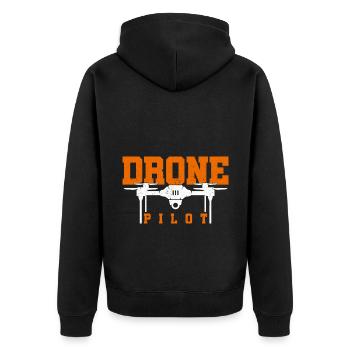 Pilot Graphic Drone Flying Quadcopter Pilot RC Dro - Unisex Premium Organic Zip Hoodie - black - Back - Nico (187cm)