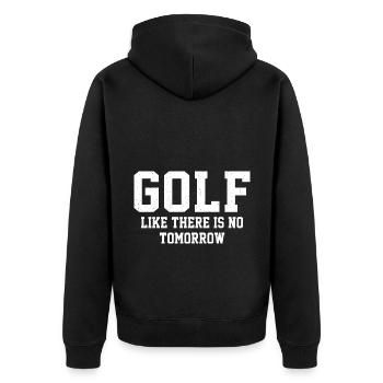 Golf Like There Is No Tomorrow Golf Player Golfing - Unisex Premium Bio Zip Hoodie - Schwarz - Hinten - Nico (187cm)