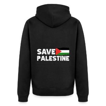 Rettet Palästina Free Gaza Unterstützung für die palästinensische Flagge - Unisex Premium Bio Zip Hoodie - Schwarz - Hinten - Nico (187cm)