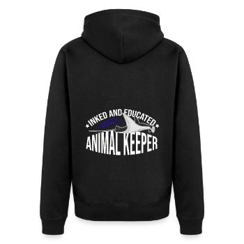Inked And Educated Animal Keeper Animal Lover Zoo - Unisex Premium Bio Zip Hoodie - Schwarz - Hinten - Nico (187cm)