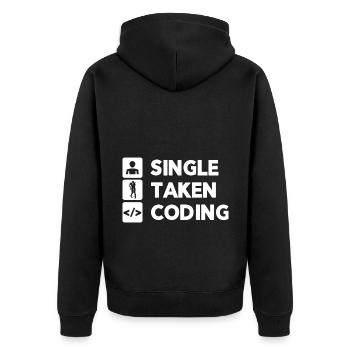 Single Taken Coding Programmer Coder Software Deve - Unisex Premium Bio Zip Hoodie - Schwarz - Hinten - Nico (187cm)