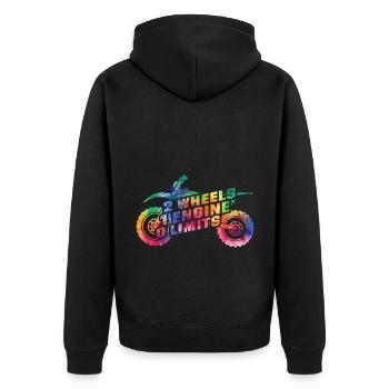 2 Wheels 1 Enginee 0 Limits Dirt Biker Motorcycle - Unisex Premium Bio Zip Hoodie - Schwarz - Hinten - Nico (187cm)