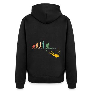 Evolution Graphic Diver Diving Scuba Diver Apnoe S - Unisex Premium Bio Zip Hoodie - Schwarz - Hinten - Nico (187cm)