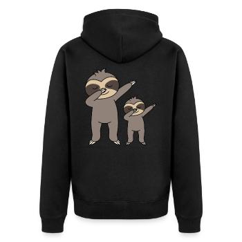 Dabbing Faultiere - Unisex Premium Bio Zip Hoodie - Schwarz - Hinten - Nico (187cm)