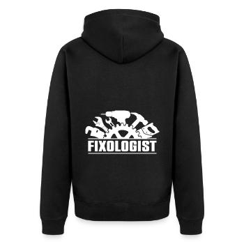 Fixologist Car Lover Auto Mechanic Vehicle Technic - Unisex Premium Organic Zip Hoodie - black - Back - Nico (187cm)