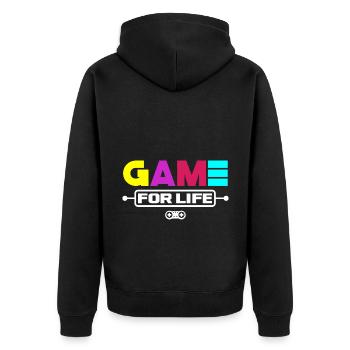 Game For Life Video Game Player Gaming Gamer Nerd - Unisex Premium Bio Zip Hoodie - Schwarz - Hinten - Nico (187cm)