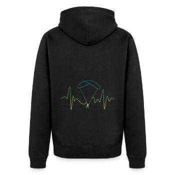 Heartbeat Graphic Paragliding Paraglider Skydiver - Unisex Premium Bio Zip Hoodie - Schwarz - Hinten - Nico (187cm)