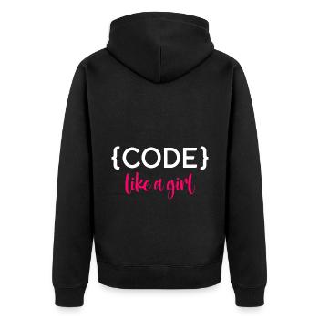 Code Like A Girl Programming Coder Computer Geek D - Unisex Premium Bio Zip Hoodie - Schwarz - Hinten - Nico (187cm)