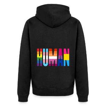 Human Pride Lgbtq Rainbow Transgender Bisexual Lov - Unisex Premium Bio Zip Hoodie - Schwarz - Hinten - Nico (187cm)