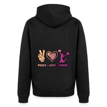 Peace Love Cheer Cheerleading Cheerdance Sports Tu - Unisex Premium Bio Zip Hoodie - Schwarz - Hinten - Nico (187cm)