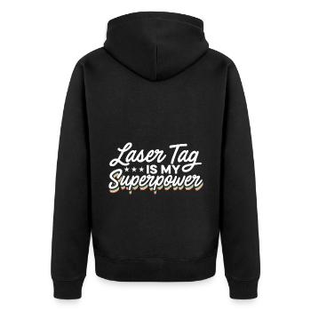 Lasertag Is My Superpower Lasertag Player Lasertag - Unisex Premium Bio Zip Hoodie - Schwarz - Hinten - Nico (187cm)
