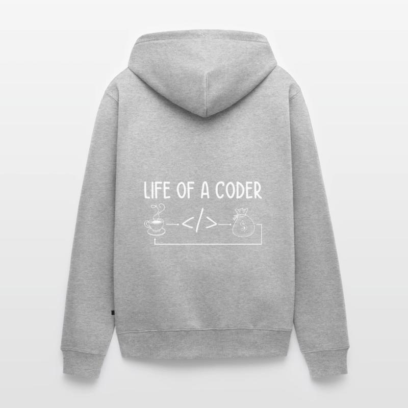 Life Of A Coder Software Developer Programmer Nerd Unisex Premium Bio Zip Hoodie