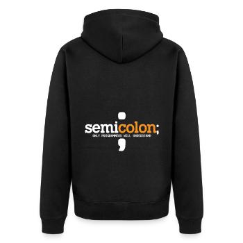 Semicolon Only Programmers Will Understand Coder N - Unisex Premium Bio Zip Hoodie - Schwarz - Hinten - Nico (187cm)