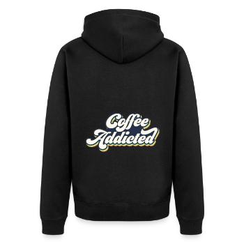 Coffee Addicted Graphic Tea Lover Drinking Tea Cup - Unisex Premium Bio Zip Hoodie - Schwarz - Hinten - Nico (187cm)