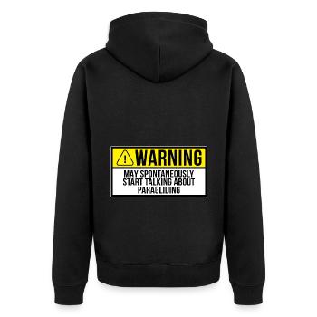 Warning May Spontaneously Start Talking About Para - Unisex Premium Bio Zip Hoodie - Schwarz - Hinten - Nico (187cm)