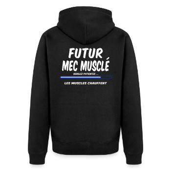 Futur mec musclé muscu musculation - Veste à capuche bio Premium Unisexe - noir - Dos - Nico (187cm)