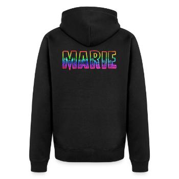 marie rs rainbow - Unisex Premium Organic Zip Hoodie - black - Back - Nico (187cm)