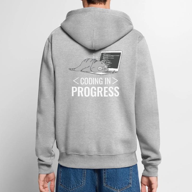 Programmieren Computer Nerd Katze Unisex Premium Bio Zip Hoodie