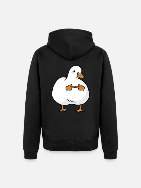 Shy cute goose - Unisex Premium Organic Zip Hoodie - black