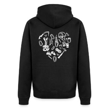 Climber Heart Rock Climbing - Unisex Premium Organic Zip Hoodie - black - Back - Nico (187cm)