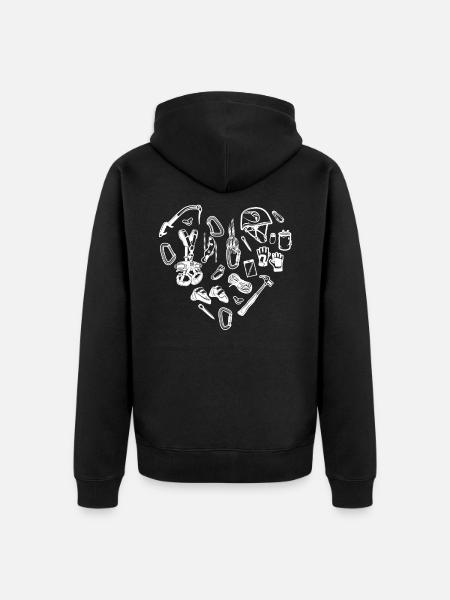Climber Heart Rock Climbing - Unisex Premium Organic Zip Hoodie - black