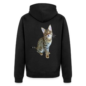 Tabby - Unisex Premium Organic Zip Hoodie - black - Back - Nico (187cm)