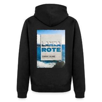 Lanzarote Sommer Sonne Strand Meer Palmen Urlaub - Unisex Premium Bio Zip Hoodie - Schwarz - Hinten - Nico (187cm)