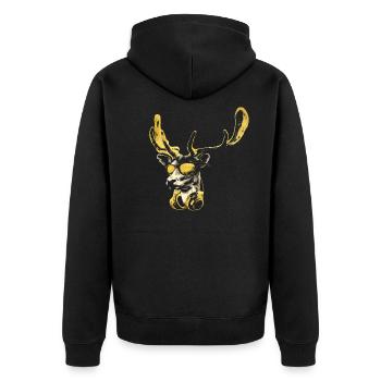 Deer DJ Bling. Cool and Funny Music Animal With - Unisex Premium Organic Zip Hoodie - black - Back - Nico (187cm)