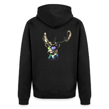 Deer DJ Brown Cool y Funny Music Animal con gafas - Veste à capuche bio Premium Unisexe - noir - Dos - Nico (187cm)
