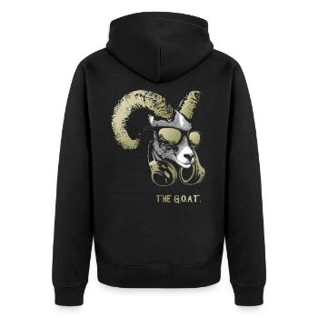 The Goat Bling Cool and Funny Music Animal with - Unisex Premium Organic Zip Hoodie - black - Back - Nico (187cm)