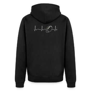 Bola de fútbol americana. Corazón. Amor. Ekg. - Veste à capuche bio Premium Unisexe - noir - Dos - Nico (187cm)