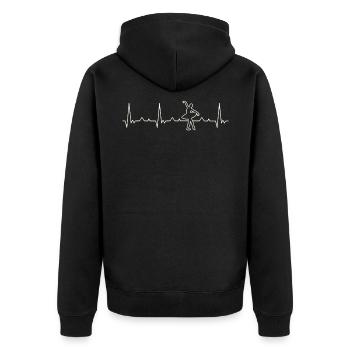 Balletttanzmädchen. Herz. Liebe. Ekg. Impuls. - Unisex Premium Bio Zip Hoodie - Schwarz - Hinten - Nico (187cm)