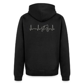 Baseball Player Catch. Heart. Love. EKG. Pulse. - Unisex Premium Organic Zip Hoodie - black - Back - Nico (187cm)