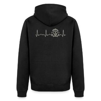 Strandstühle Regenschirm. Herz. Liebe. Ekg. - Unisex Premium Bio Zip Hoodie - Schwarz - Hinten - Nico (187cm)
