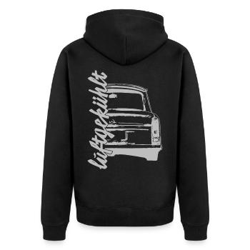 luftgekühlt - Unisex Premium Bio Zip Hoodie - Schwarz - Hinten - Nico (187cm)