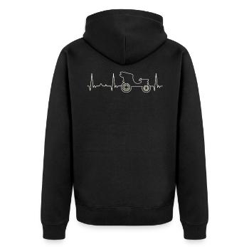 Car Classic 1880s. Heart. Love. EKG. Pulse. Beat. - Unisex Premium Organic Zip Hoodie - black - Back - Nico (187cm)
