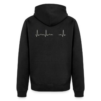 Car Classic 1920s. Heart. Love. EKG. Pulse. Beat. - Unisex Premium Organic Zip Hoodie - black - Back - Nico (187cm)