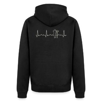Schornsteinfeger. Herz. Liebe. Ekg. Impuls. - Unisex Premium Bio Zip Hoodie - Schwarz - Hinten - Nico (187cm)
